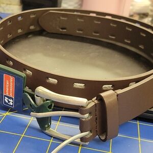 Pleather Brown Belt 36" Silver Buckle